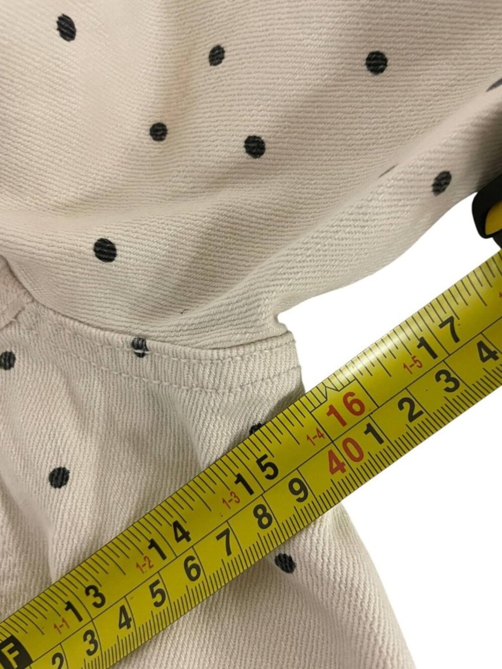 Zara Womens Denim Jacket XS Cream blue Polka Dot Long Sleeve NWT - Picture 12 of 14